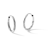 14K White Gold 2x 18mm Satin Diamond-cut Endless Tube Hoop Earrings view 5
