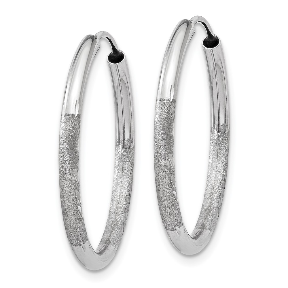 14k White Gold 2mm Diamond-cut Endless Hoop Earrings (XY1202)