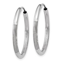 14K White Gold 2x 20mm Satin Diamond-cut Endless Tube Hoop Earrings view 2
