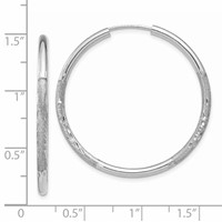 14K White Gold 2x 30mm Satin Diamond-cut Endless Tube Hoop Earrings view 4