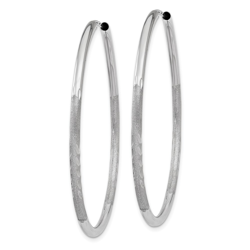14k White Gold 2mm Diamond-cut Endless Hoop Earrings (XY1204)