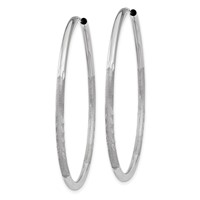 14K White Gold 2x 40mm Satin Diamond-cut Endless Tube Hoop Earrings view 2