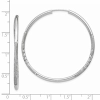 14K White Gold 2x 40mm Satin Diamond-cut Endless Tube Hoop Earrings view 4