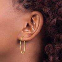 14K Yellow Gold 1.2x 30mm Polished Endless Tube Hoop Earrings view 3
