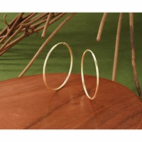 14K Yellow Gold 1.2x 30mm Polished Endless Tube Hoop Earrings view 5