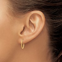 14K Yellow Gold 1.2x 16mm Polished Endless Tube Hoop Earrings view 3