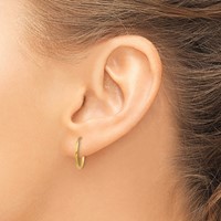14K Yellow Gold 1.2x 14mm Polished Endless Tube Hoop Earrings view 3