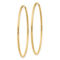 14K Yellow Gold 1.2x 40mm Polished Endless Tube Hoop Earrings view 2