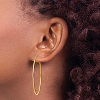 14K Yellow Gold 1.2x 40mm Polished Endless Tube Hoop Earrings view 3