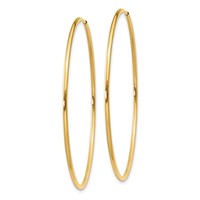 14K Yellow Gold 1.2x 46mm Polished Endless Tube Hoop Earrings view 2