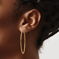 14K Yellow Gold 1.2x 46mm Polished Endless Tube Hoop Earrings view 3