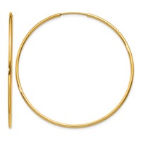 14K Yellow Gold 1.2x 46mm Polished Endless Tube Hoop Earrings view 1