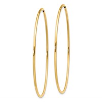 14K Yellow Gold 1.2x 54mm Polished Endless Tube Hoop Earrings view 2