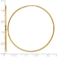 14K Yellow Gold 1.2x 54mm Polished Endless Tube Hoop Earrings view 4