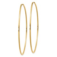 14K Yellow Gold 1.2x60mm Polished Endless Tube Hoop Earrings view 2