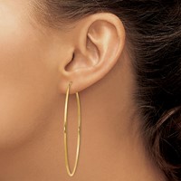 14K Yellow Gold 1.2x60mm Polished Endless Tube Hoop Earrings view 3