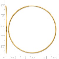 14K Yellow Gold 1.2x60mm Polished Endless Tube Hoop Earrings view 4
