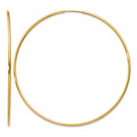 14K Yellow Gold 1.2x60mm Polished Endless Tube Hoop Earrings view 1