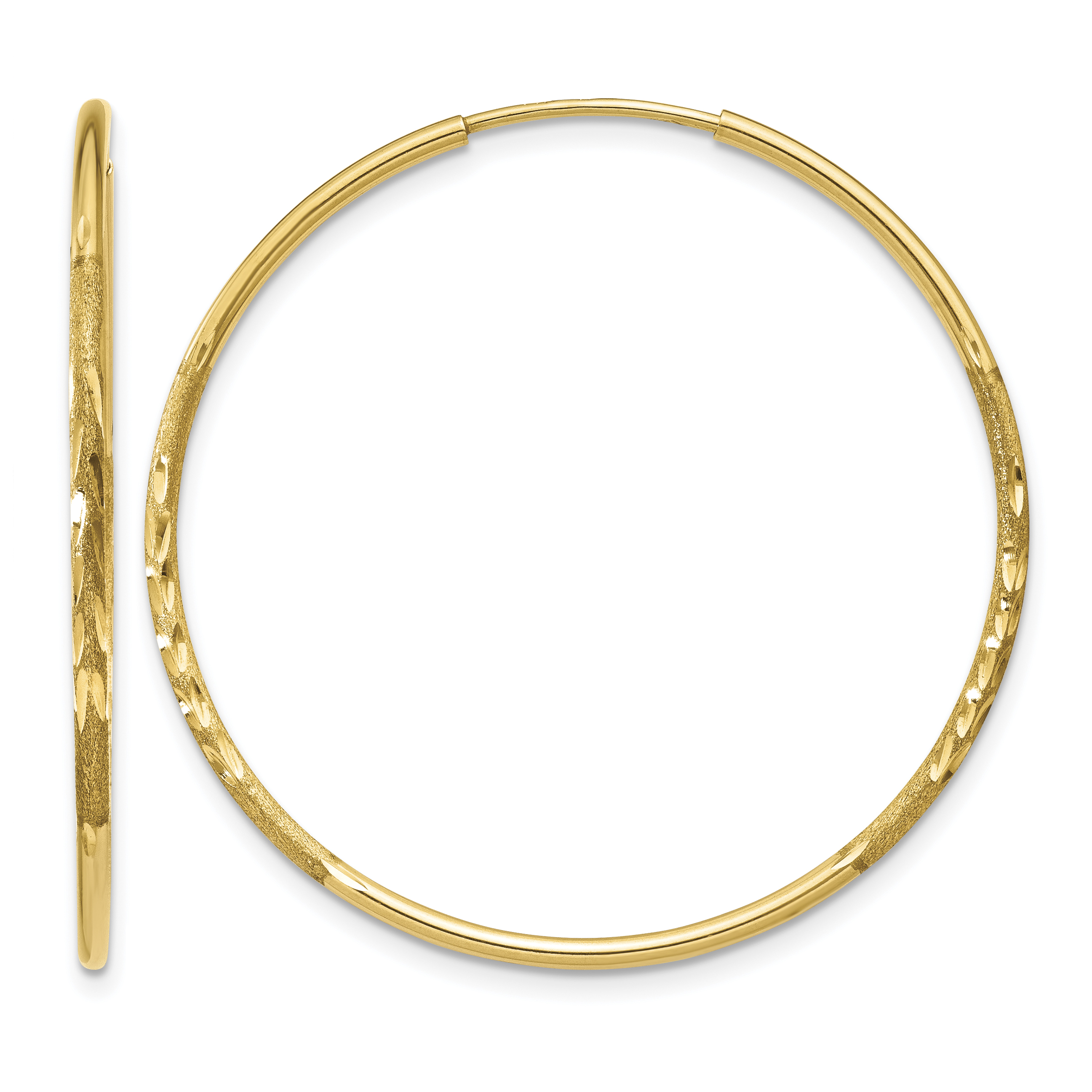 14k 1.25mm Diamond-cut Endless Hoop Earring (XY1215)