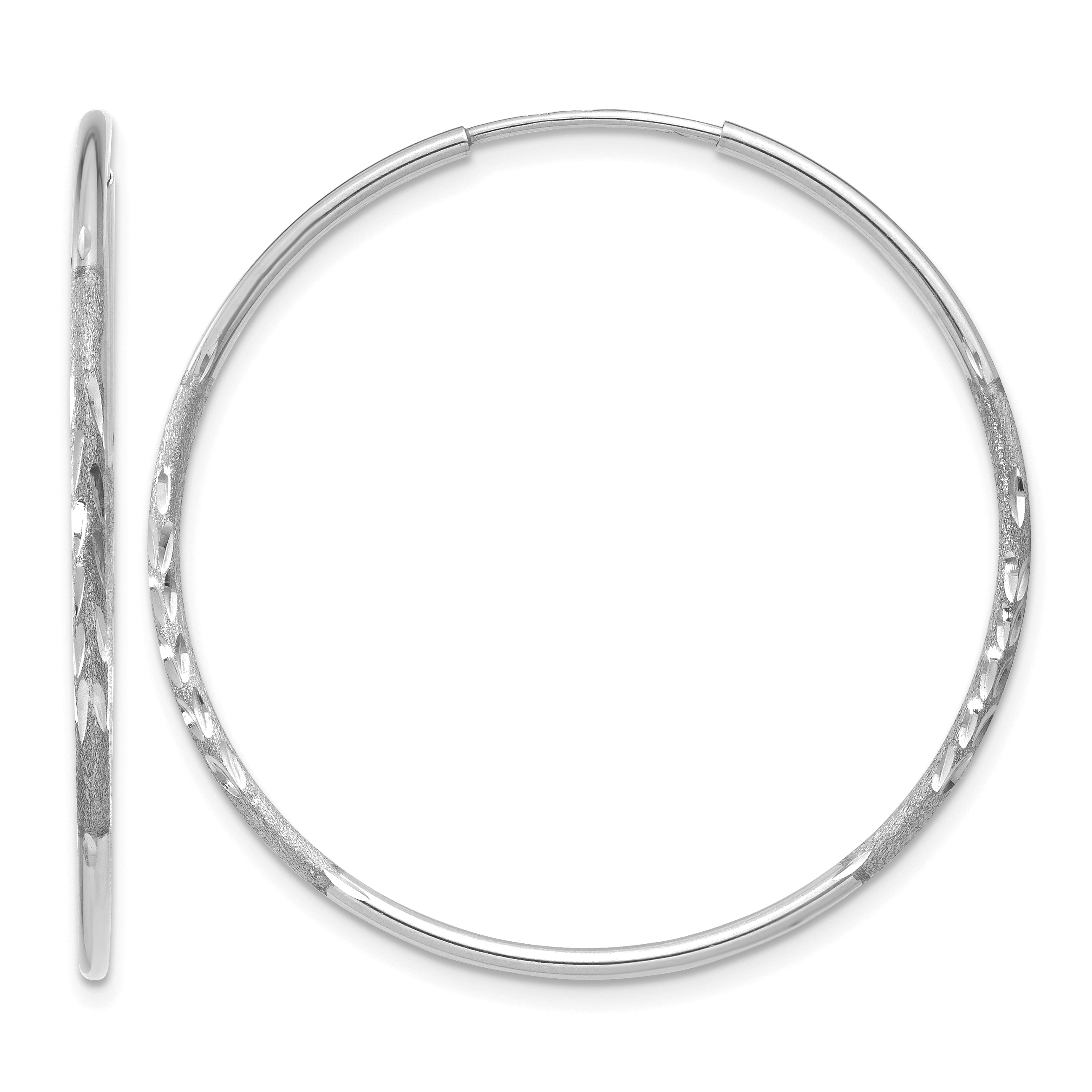 14K White Gold 1.25mm Diamond-cut Endless Hoop Earring (XY1215W)