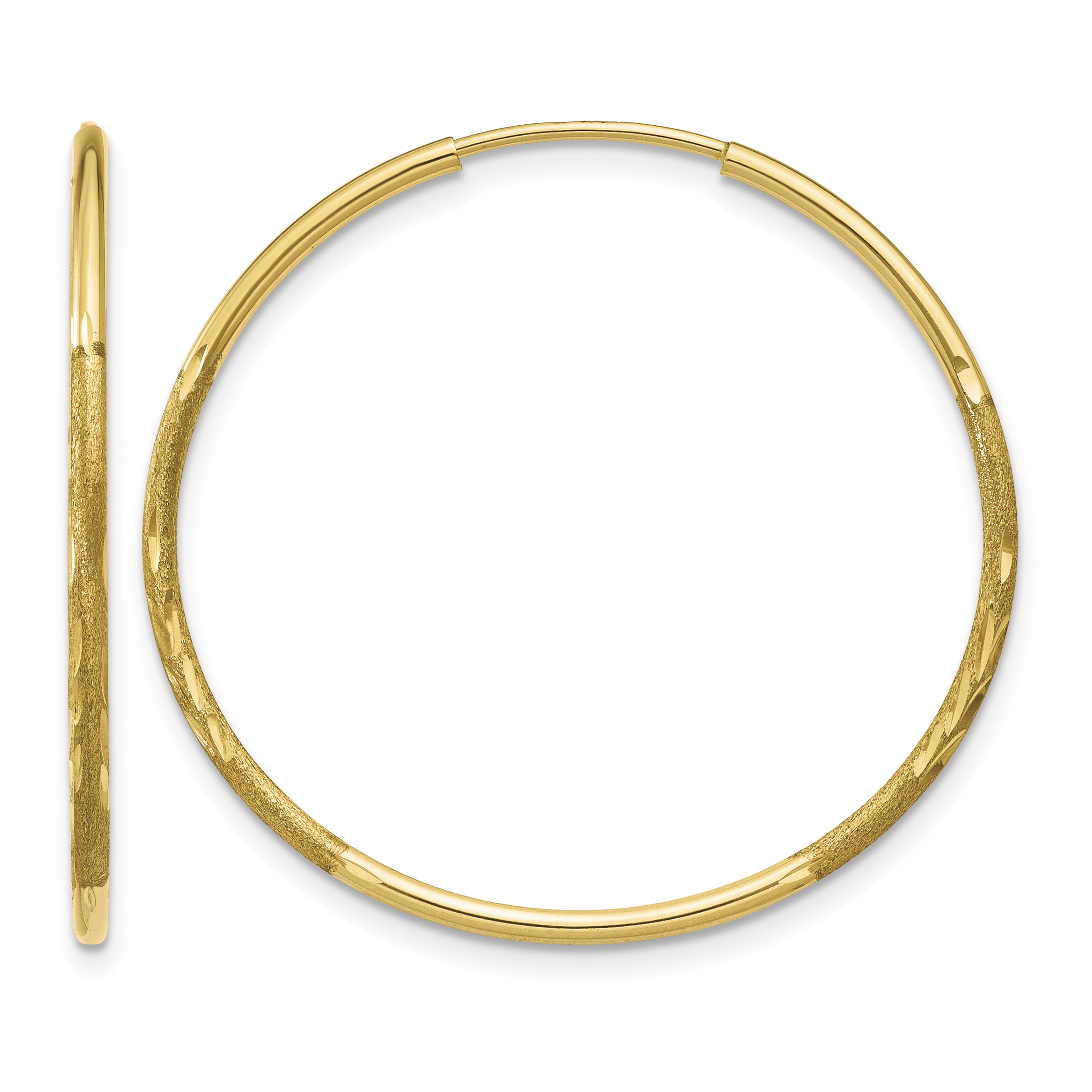 14k 1.25mm Diamond-cut Endless Hoop Earring (XY1216)