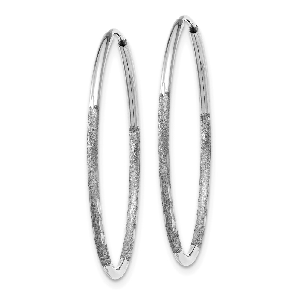 14K White Gold 1.25mm Diamond-cut Endless Hoop Earring (XY1216W)