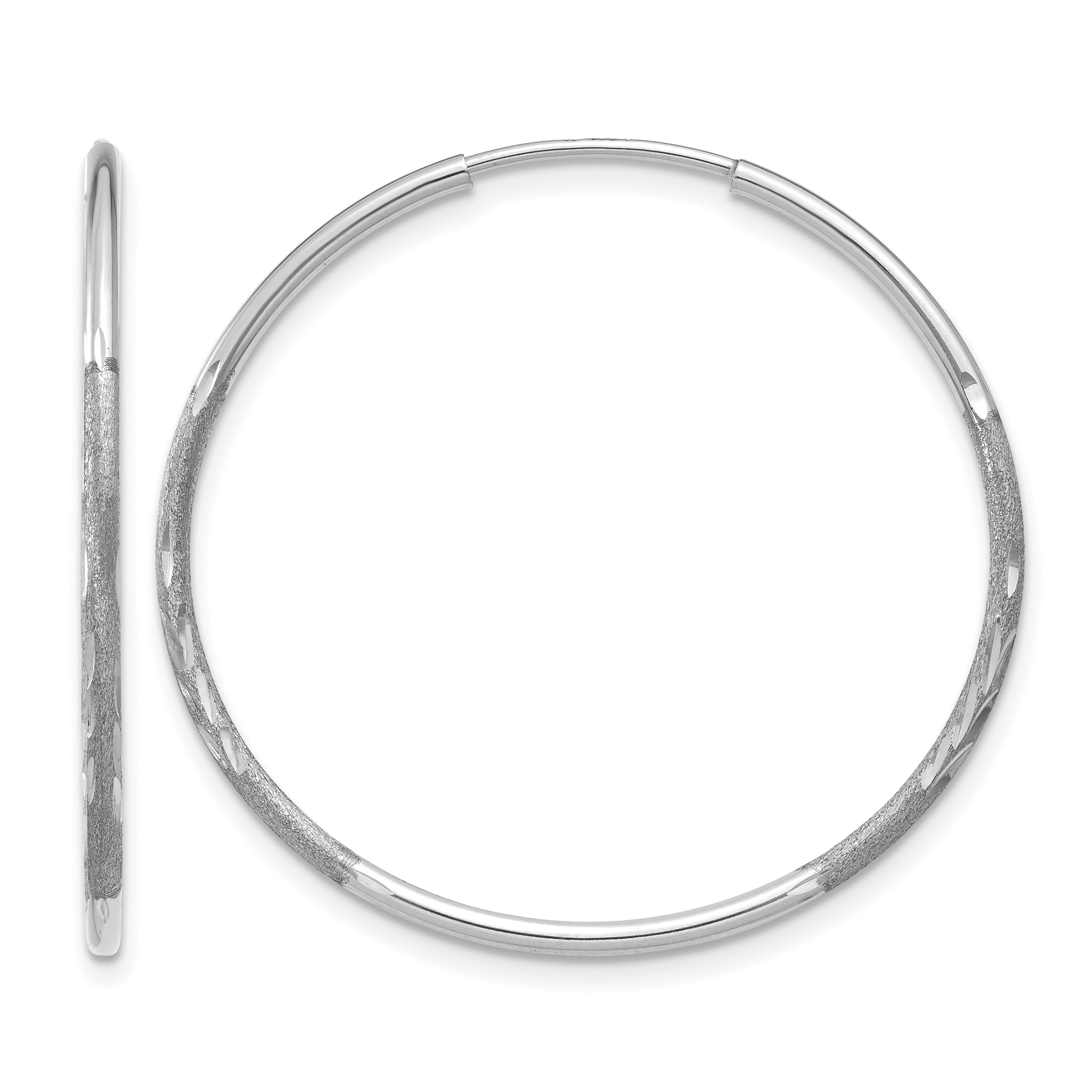 14K White Gold 1.25mm Diamond-cut Endless Hoop Earring (XY1216W)