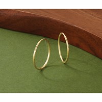14K Yellow Gold 1.2x 20mm Satin Diamond-cut Endless Tube Hoop Earrings view 5
