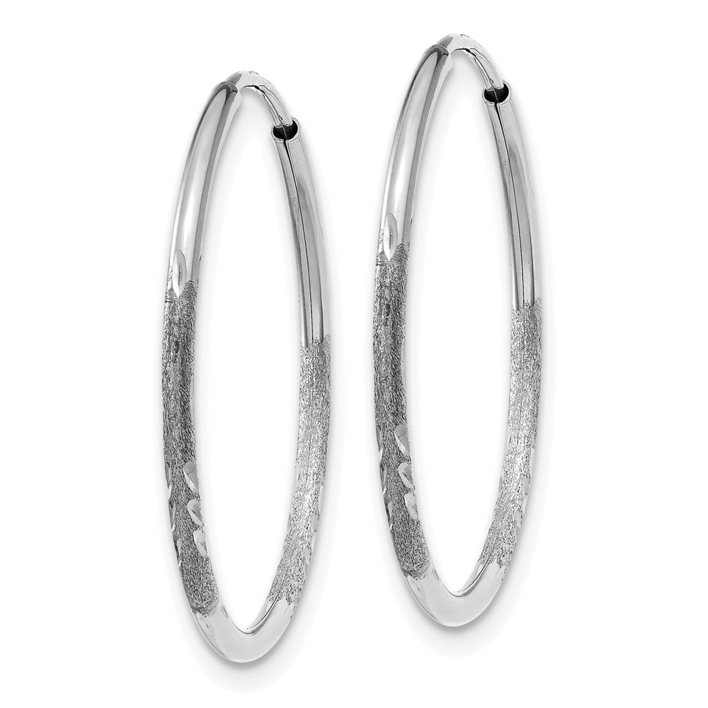 14K White Gold 1.25mm Diamond-cut Endless Hoop Earring (XY1217W)