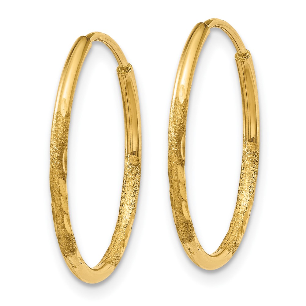 14k 1.25mm Diamond-cut Endless Hoop Earring (XY1218)