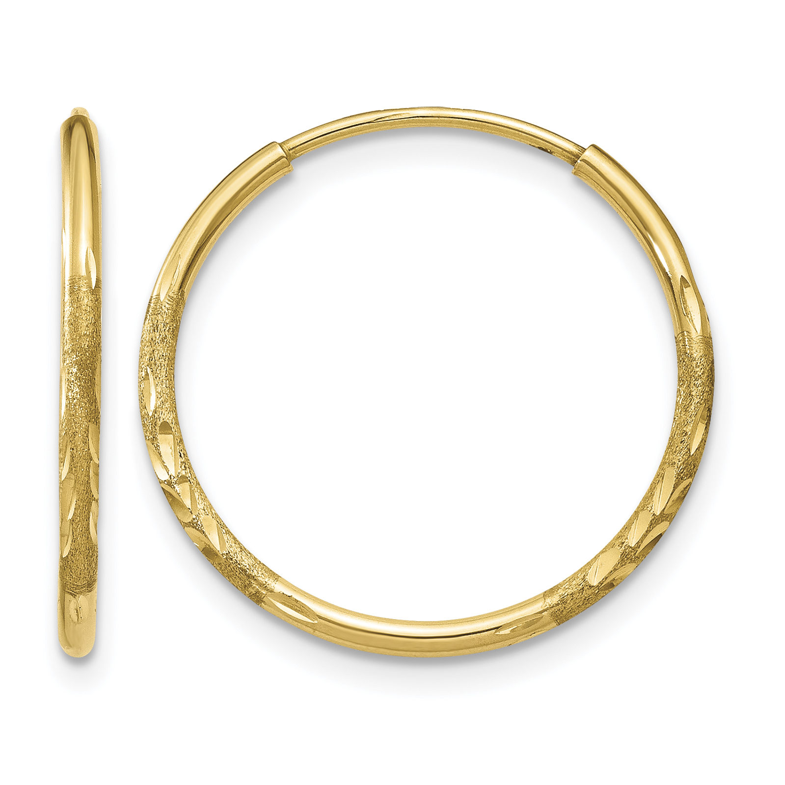 14k 1.25mm Diamond-cut Endless Hoop Earring (XY1218)