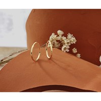 14K Yellow Gold 1.2x 15mm Satin Diamond-cut Endless Tube Hoop Earrings view 5