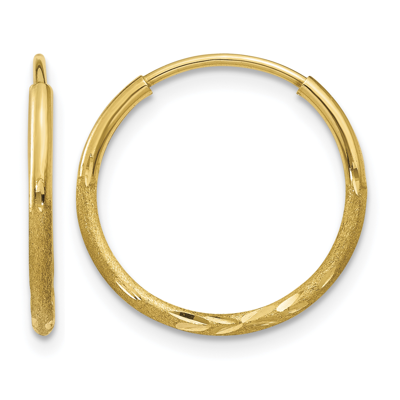 14k 1.25mm Diamond-cut Endless Hoop Earring (XY1219)