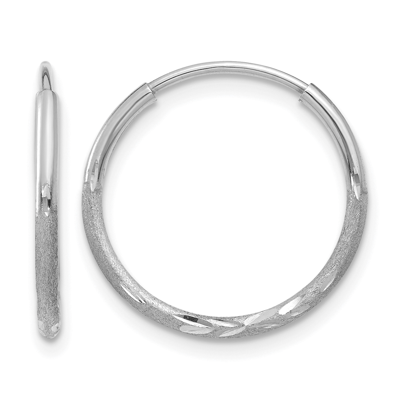 14K White Gold 1.25mm Diamond-cut Endless Hoop Earring (XY1219W)
