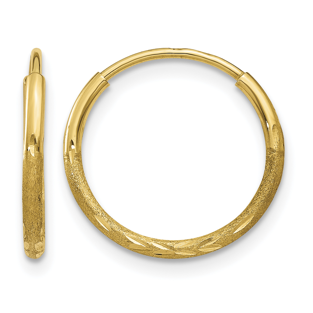 14k 1.25mm Diamond-cut Endless Hoop Earring (XY1220)