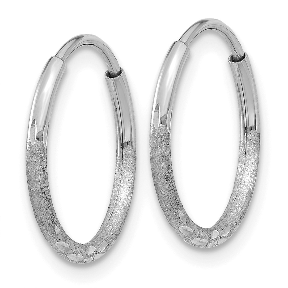 14K White Gold 1.25mm Diamond-cut Endless Hoop Earring (XY1220W)