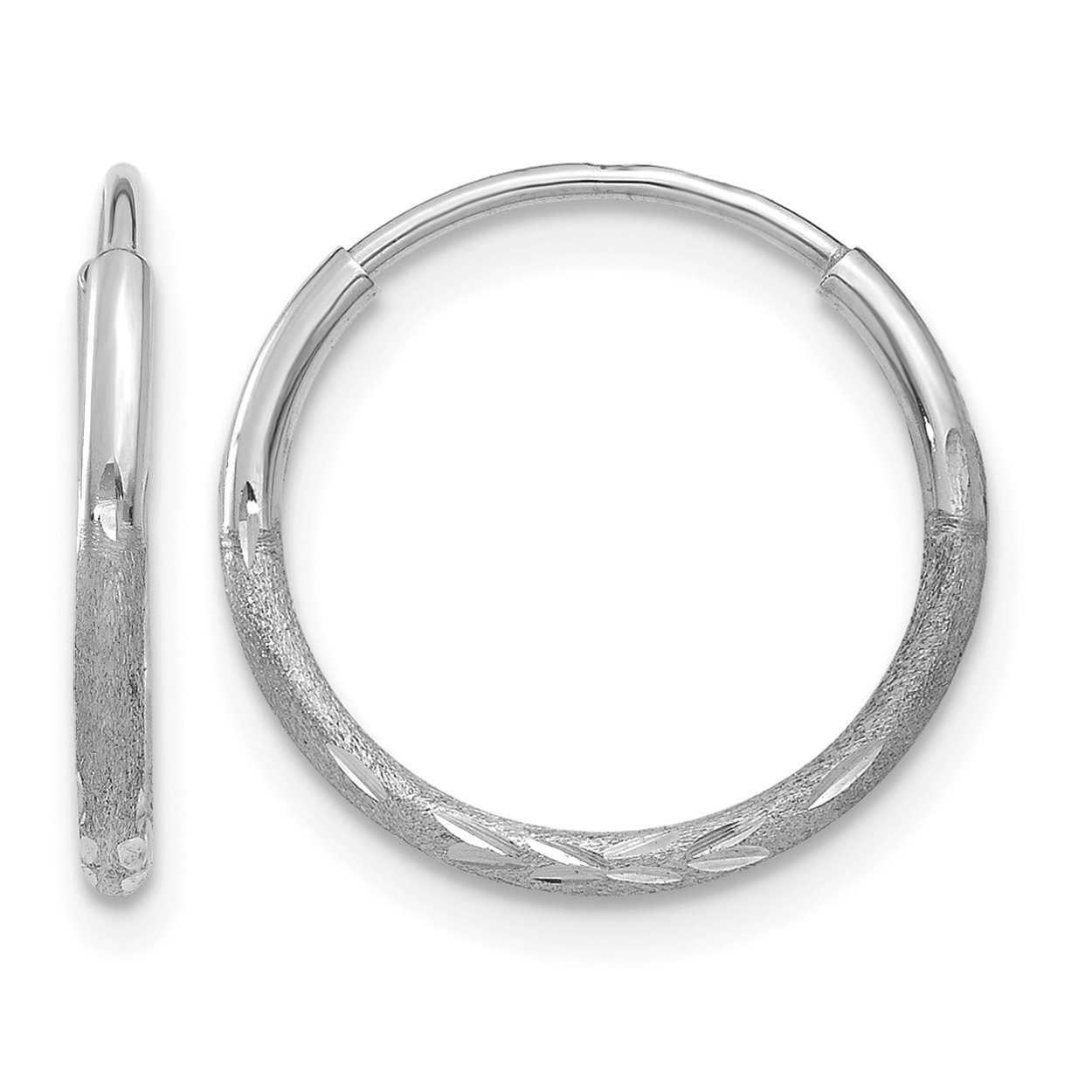14K White Gold 1.25mm Diamond-cut Endless Hoop Earring (XY1220W)