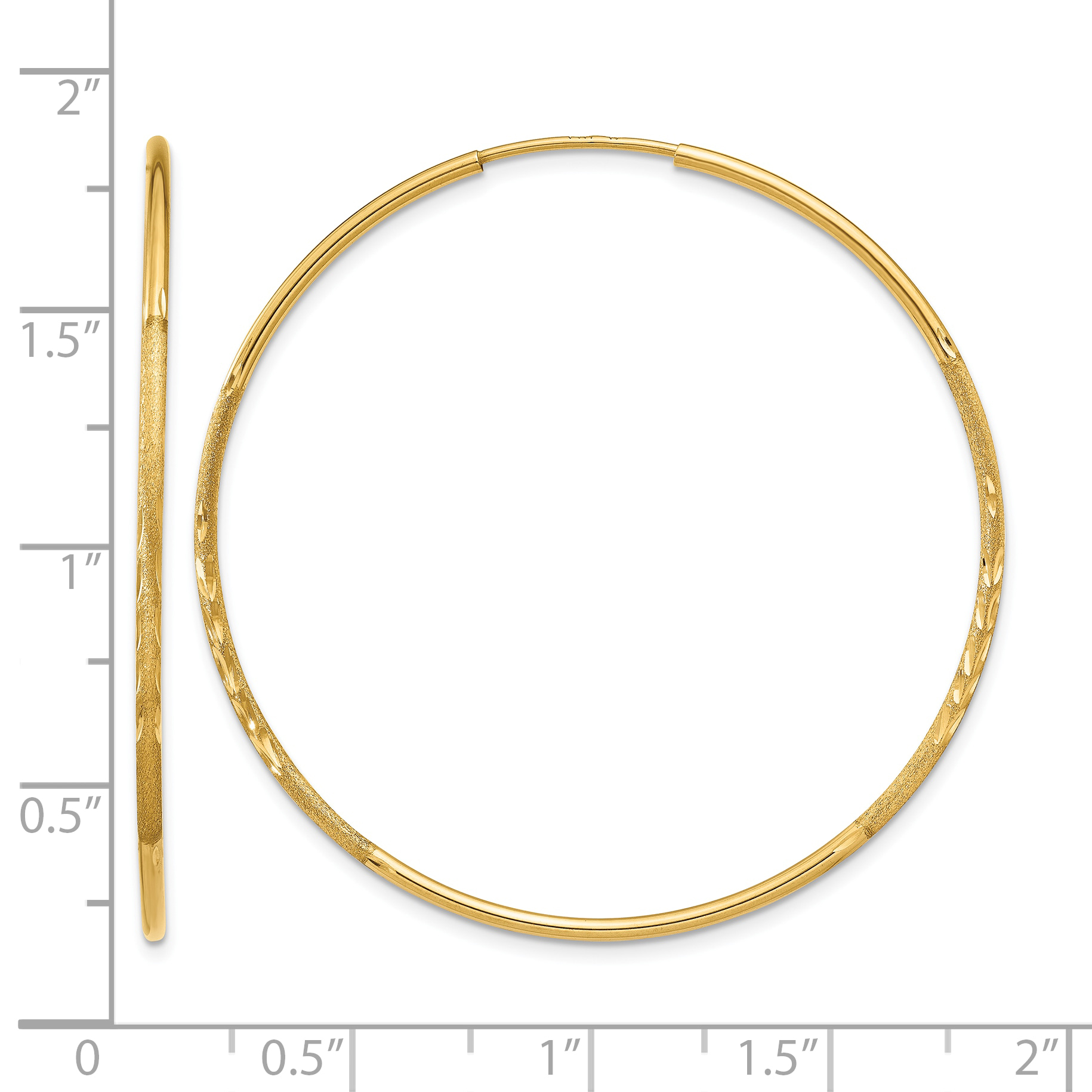 14k 1.2x40mm Satin Diamond-cut Endless Tube Hoop Earrings XY1221 detailed image 4