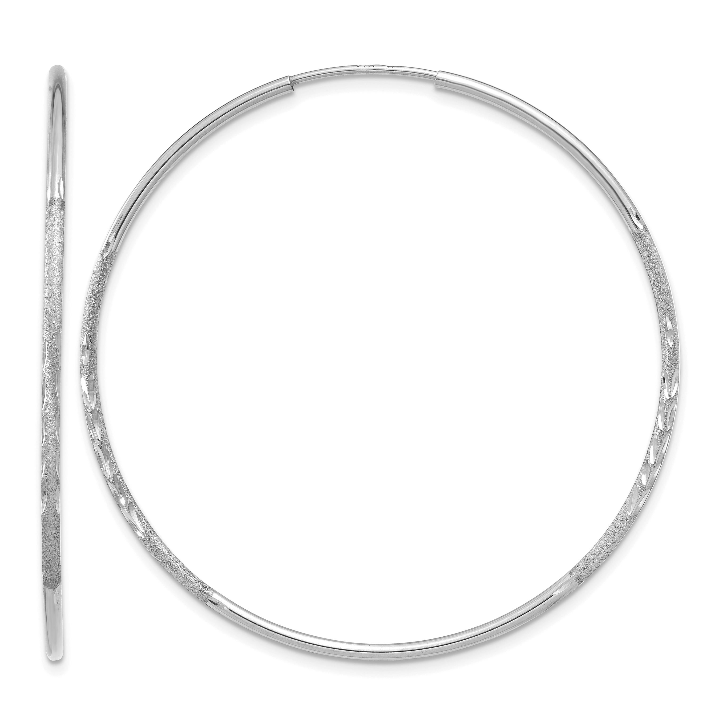 14K White Gold 1.25mm Diamond-cut Endless Hoop Earring (XY1221W)