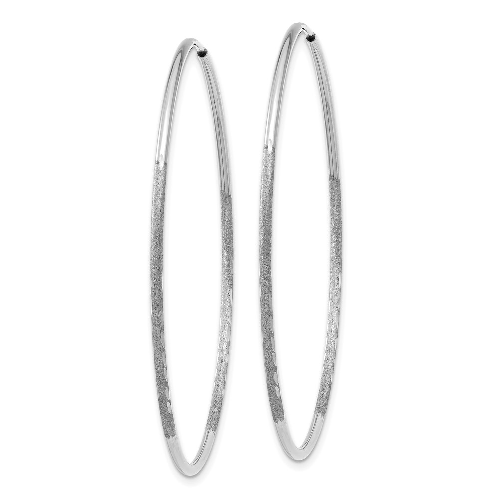 14K White Gold 1.25mm Diamond-cut Endless Hoop Earring (XY1222W)