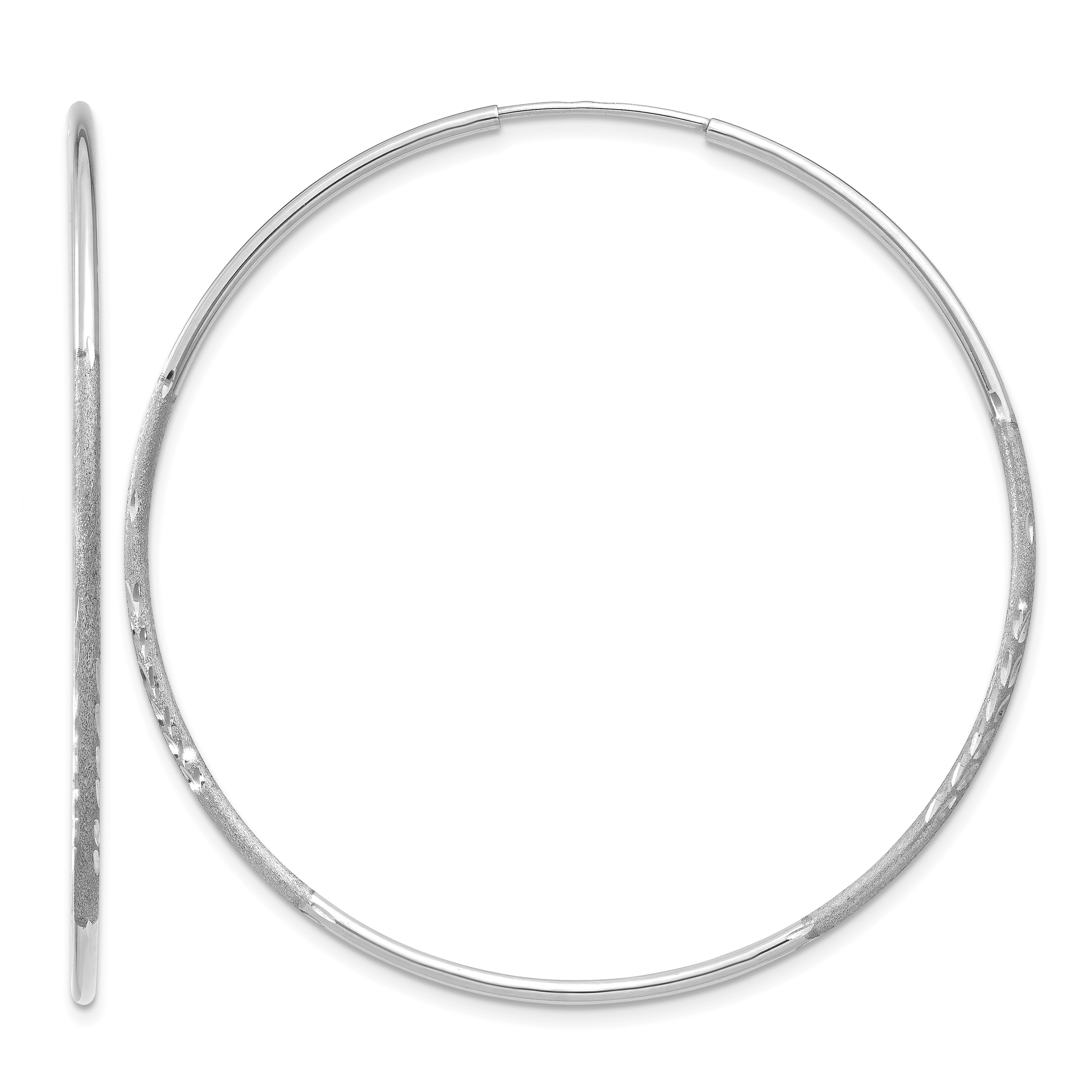 14K White Gold 1.25mm Diamond-cut Endless Hoop Earring (XY1222W)