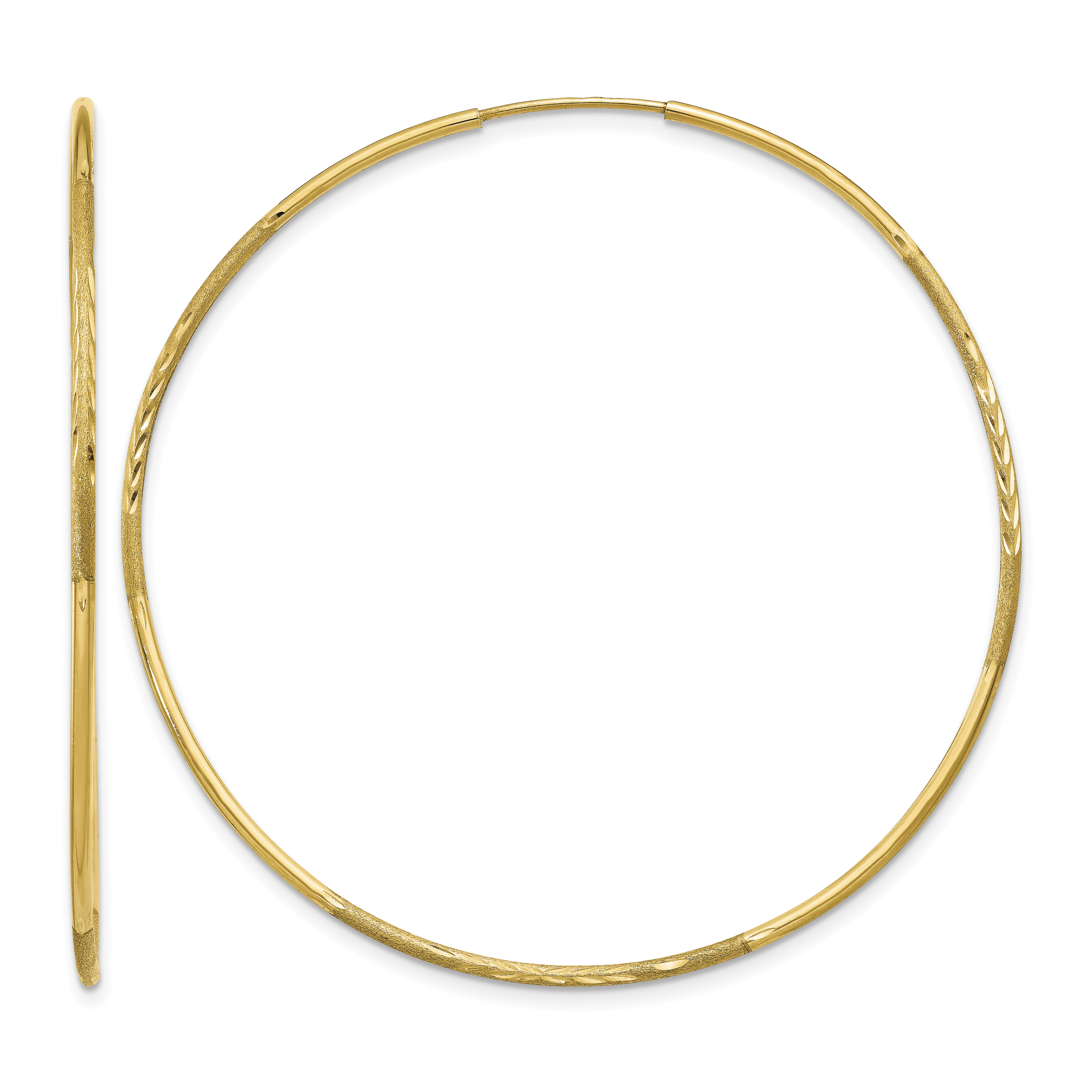 14k 1.25mm Diamond-cut Endless Hoop Earring (XY1223)