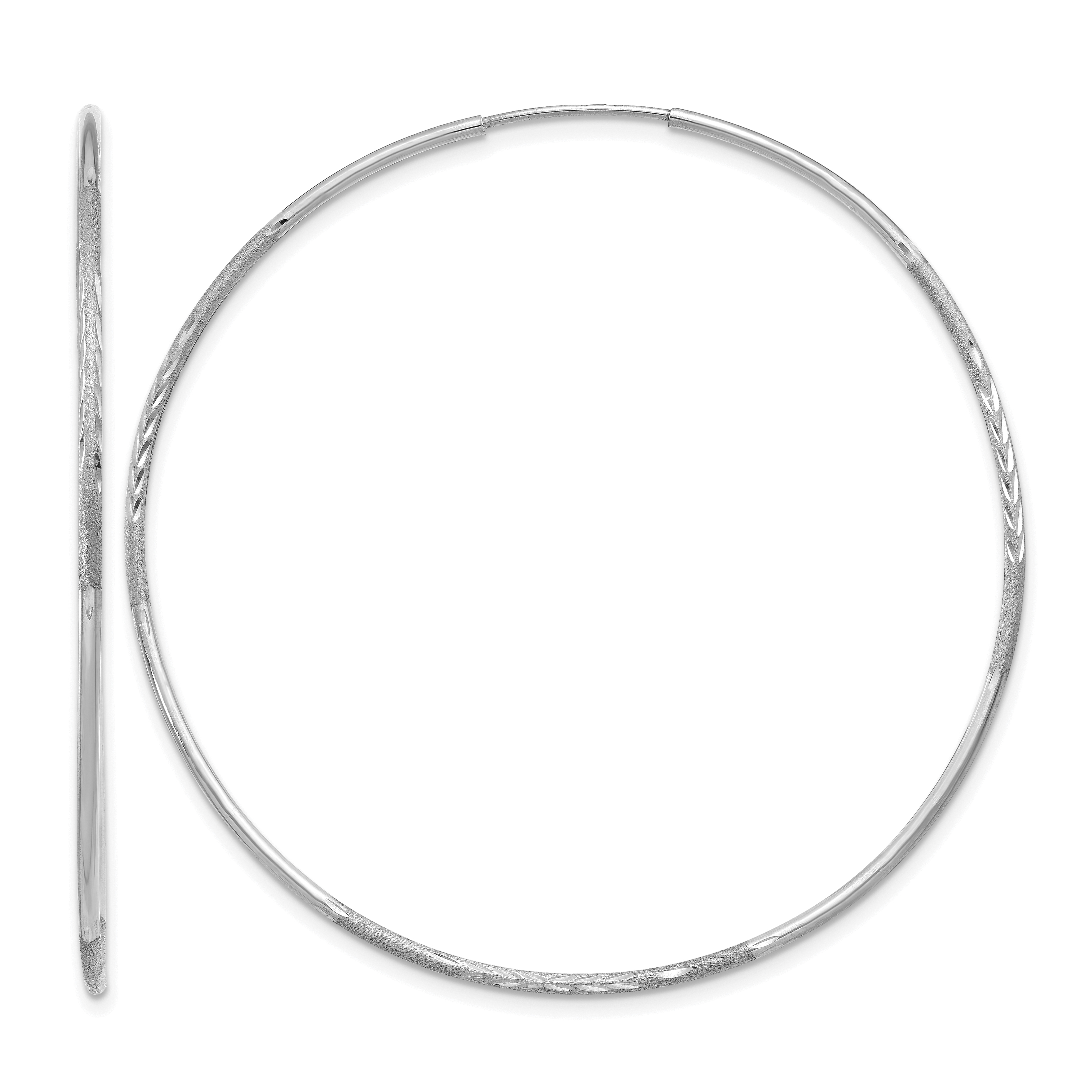 14K White Gold 1.25mm Diamond-cut Endless Hoop Earring (XY1223W)