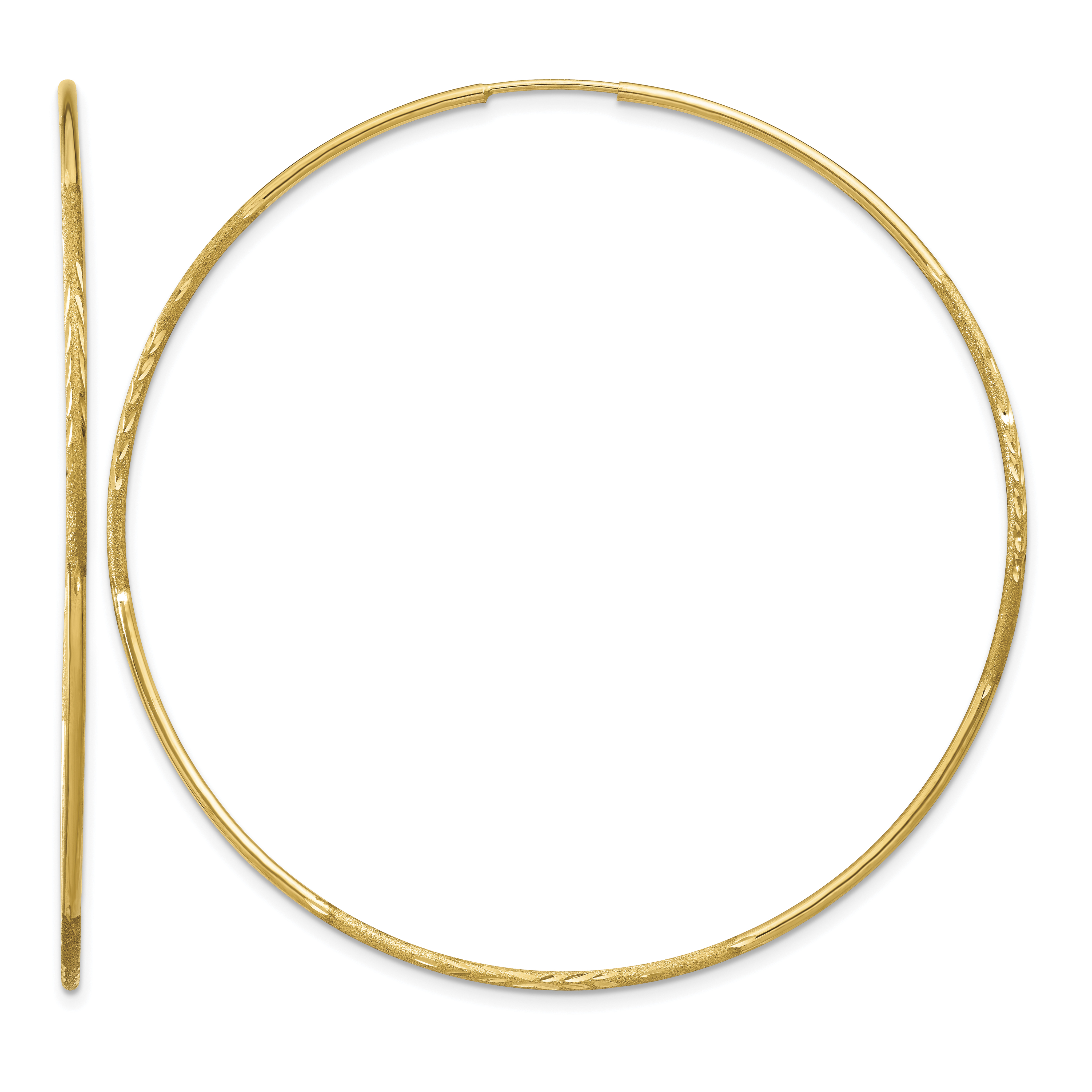 14k 1.25mm Diamond-cut Endless Hoop Earring (XY1224)