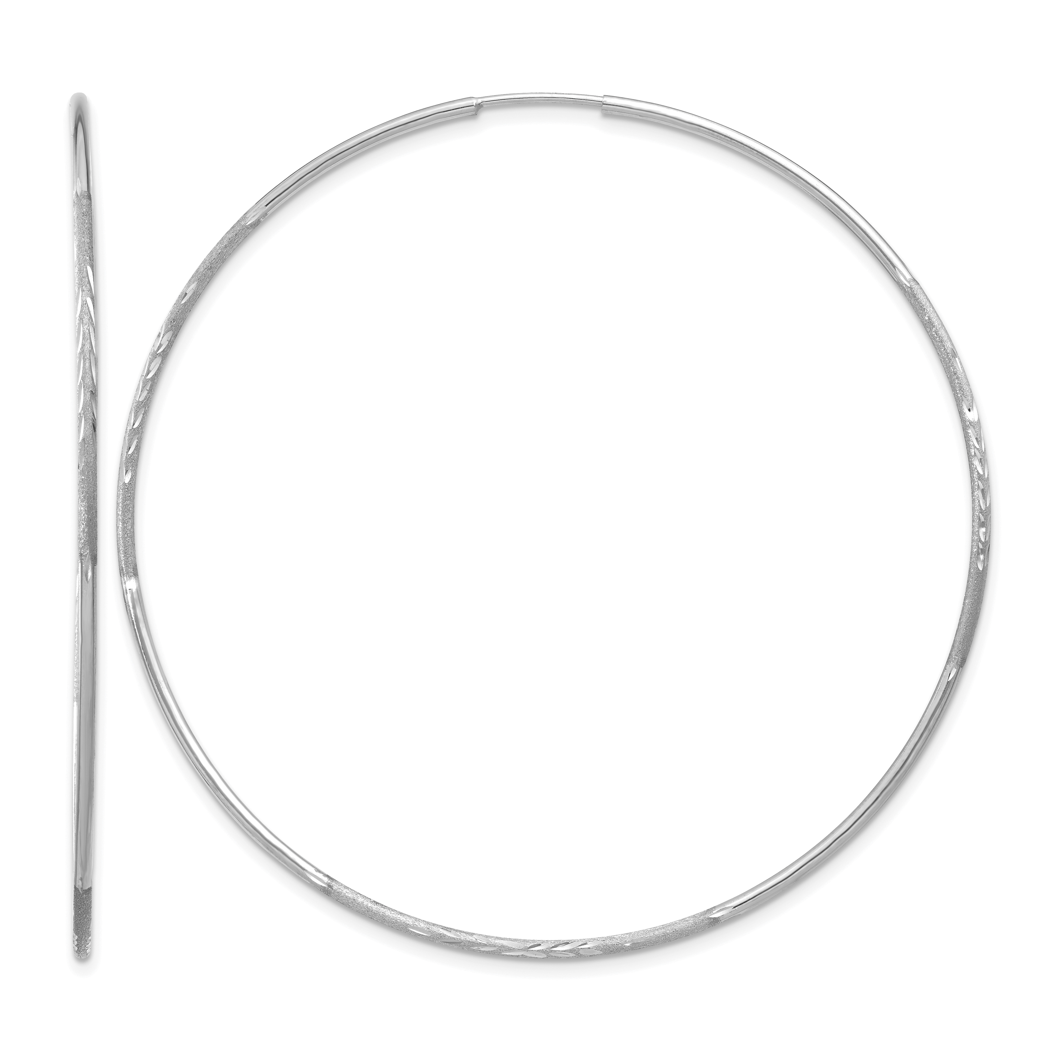 14K White Gold 1.25mm Diamond-cut Endless Hoop Earring (XY1224W)