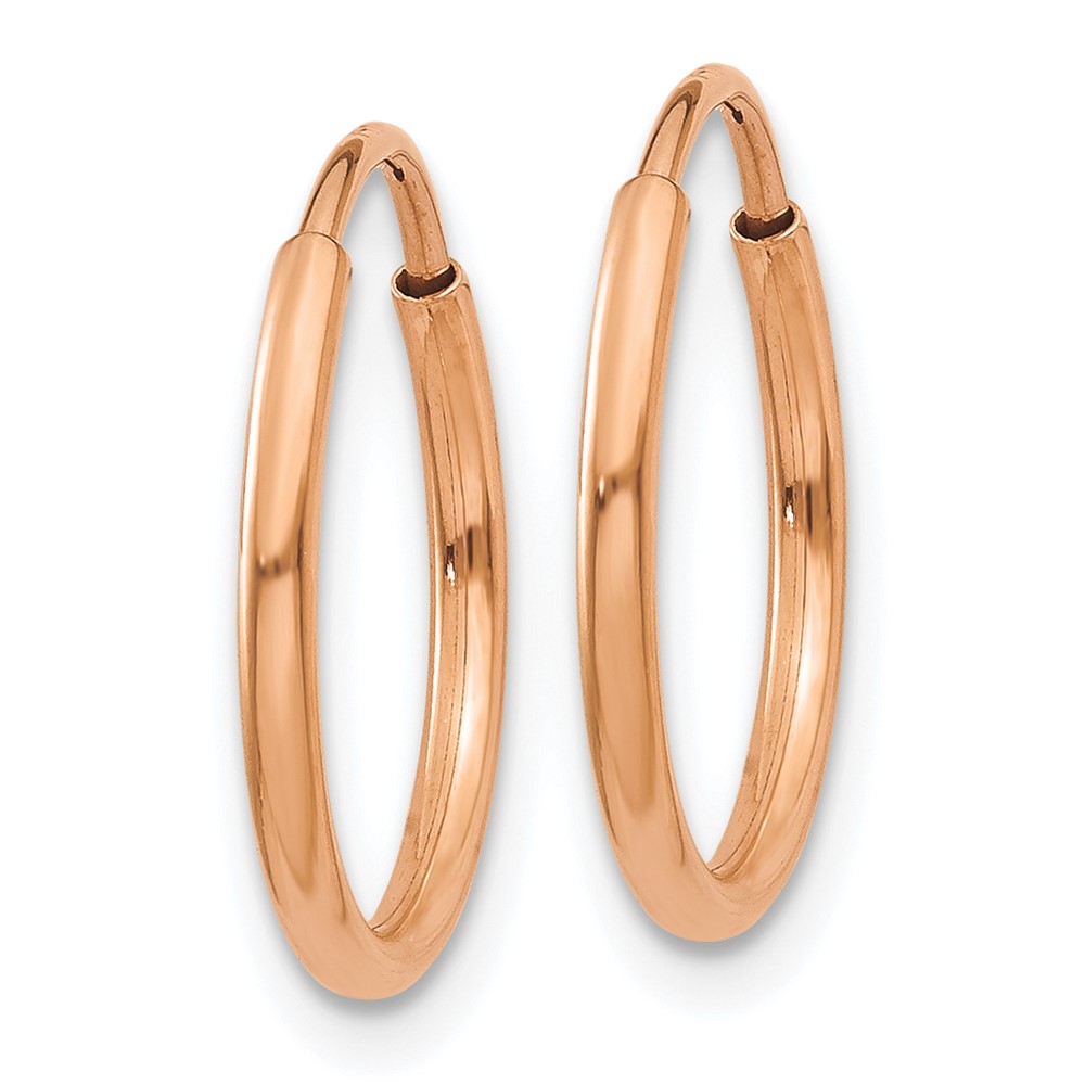 14k Rose Gold 1.2mm Polished Endless Hoop Earrings (XY1234)