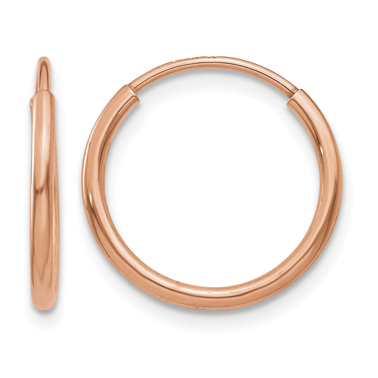 14k Rose Gold 1.2mm Polished Endless Hoop Earrings (XY1234)