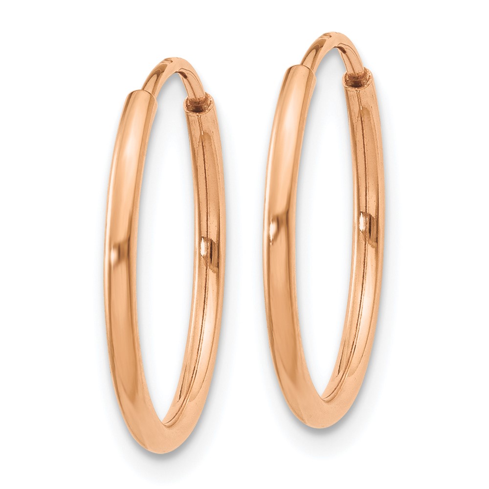 14k Rose Gold 1.2mm Polished Endless Hoop Earrings (XY1235)