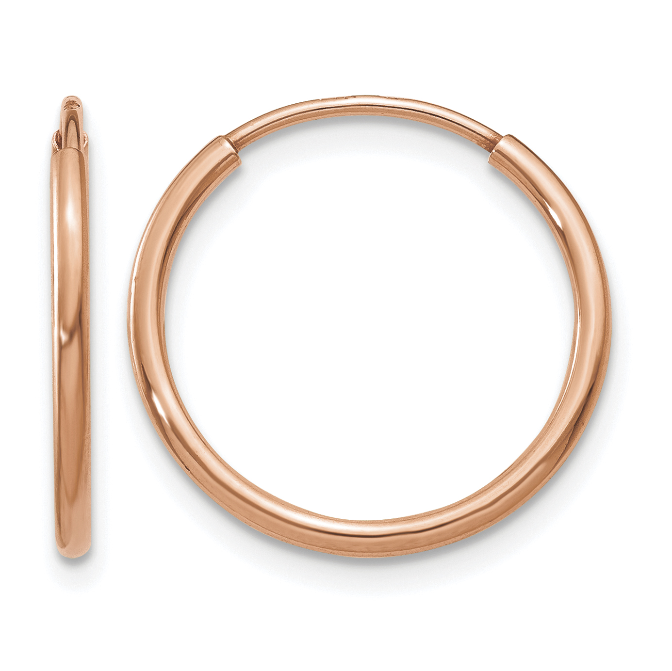 14k Rose Gold 1.2mm Polished Endless Hoop Earrings (XY1235)
