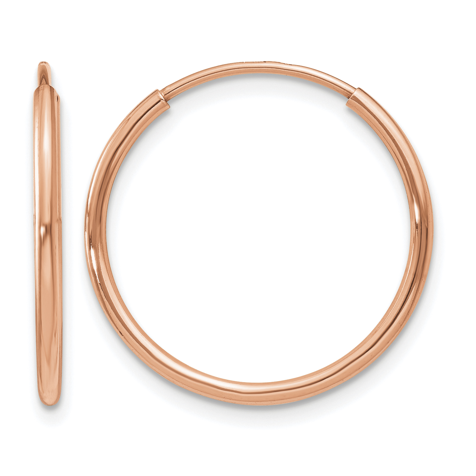 14k Rose Gold 1.2mm Polished Endless Hoop Earrings (XY1236)